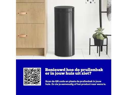 Touch bin New Prullenbak 30 Liter Mat Zwart