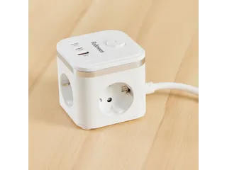 Stekkerblok Fellowes Power Cube F 3-voudig 1xUSB A 2xUSB C 2m wit - 13