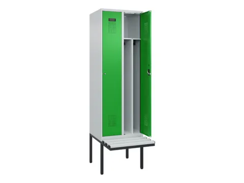 locker met bank,voor scheiding van kleding,HxBxD 2120x600x815mm,2vak