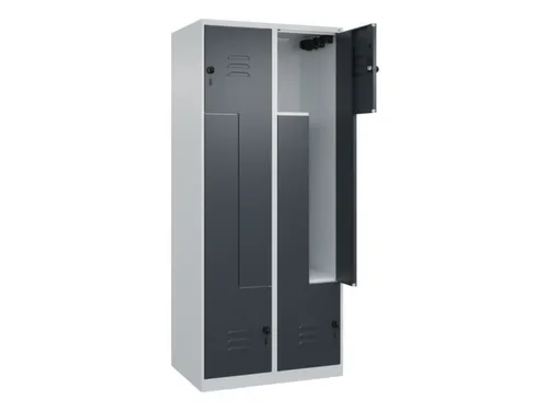 Z-garderobekast,HxBxD 1850x800x500mm,vak B 200/400mm,draaigrendel