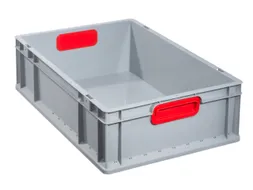 Euronorm-Stapelbak 600x400mm 170mm H Pp Wand/Bodem Gesloten Grijs/Rood