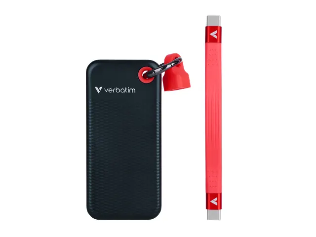 Pocket SSD Sleutelhanger met kabelbevestiging 2TB Zwart/Rood
