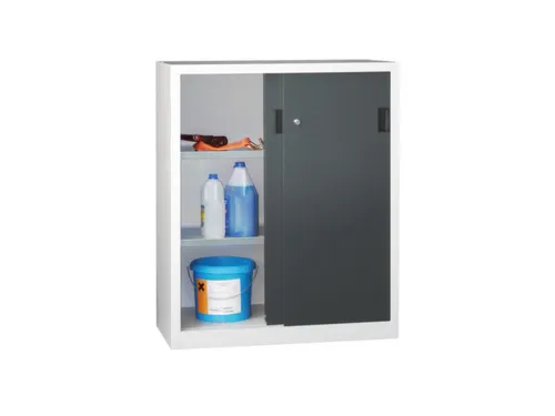 schuifdeurkast,HxBxD 1200x1000x600mm,RAL7035,front RAL7016