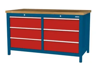 werkbank,HxBxD 860x1500x750mm,onderstel RAL5010,fronten RAL3020 - 2