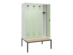 locker met bank,HxBxD 2120x1200x815mm,4vak,vak B 300mm,cilinderslot