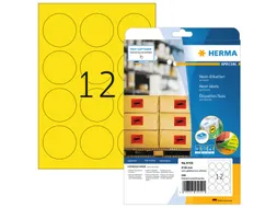 HERMA 5152 Gekleurde etiketten A4 Rond 60mm Neon Geel 240 stuks