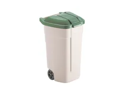 Verrijdbare vuilcontainer 100 liter HxLxB 850x530x510mm beige/groen