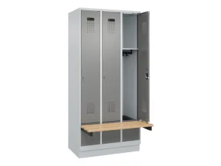 locker met bank,HxBxD 1950x900x815mm,3vak,vak B 300mm,cilinderslot - 1