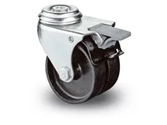 Dubbel Zwenkwiel Met Rem Ruggat 80kg Kunststof Banden/Velg 50x19mm