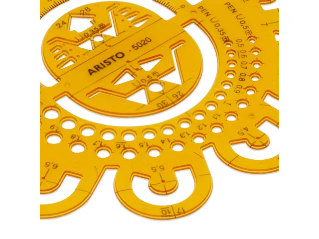 Gabarit d'arrondissement Aristo 0,5-40mm orange transparent