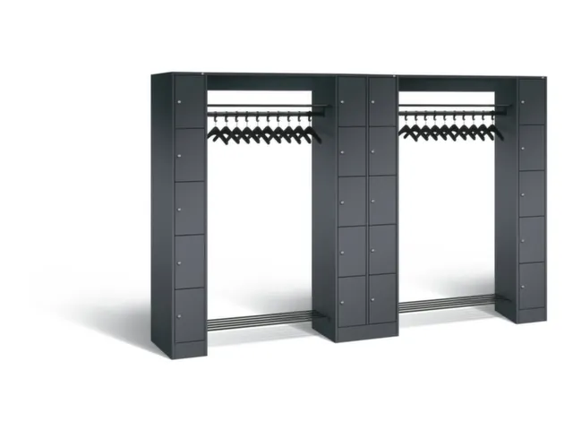 locker met kapstok,HxBxD 1950x2840x480mm,romp RAL7021,front RAL7021