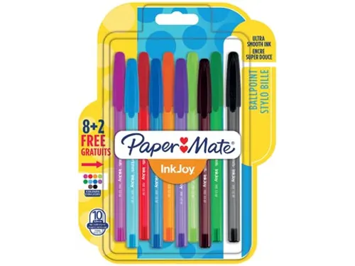 balpen InkJoy 100 met dop Assorti Medium blister 8 + 2 gratis