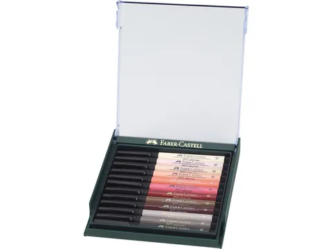 Tekenstift Faber Castell Pitt Artist Pen Brush Set 12 Stuks Skin
