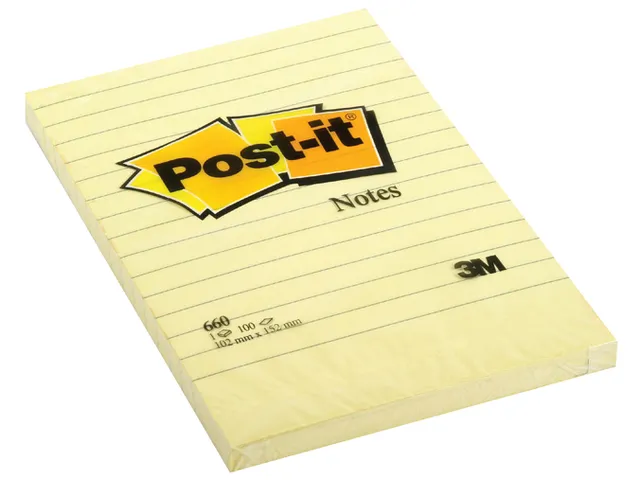 Memoblok 3M Post-it 660 102x152mm lijn geel