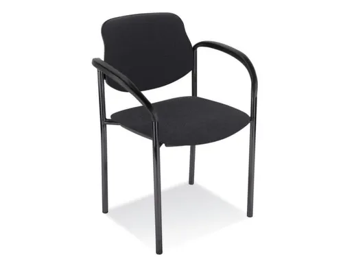 Bezoekersstoel,4Voeten Ronde Buis Zwart,M. Armleuningen