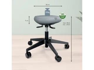 Zitkruk Leitz Ergo met wieltjes en wiebelkussen 600x470x600mm zwart - 15