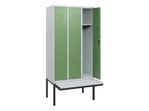 locker met bank,HxBxD 1950x900x815mm,3vak,vak B 300mm,cil.-slot