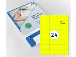 Etiket 70x37mm Fluor Geel 100 Vel