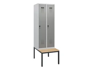 locker met bank,HxBxD 1950x600x815mm,2vak,vak B 300mm,draaigrendel - 2