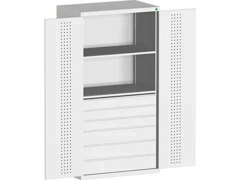 systeemkast HxBxD 2000x1050x650mm 2xStalen bodem 6laden Ral7035