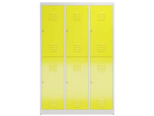 Dubbeldekse garderobekast 1800x1185x500mm 3x2vak 400mm RAL7035 RAL1018