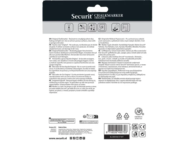 Krijtstift Securit Sma-100 Rond 1-2mm Wit 7 Stuks