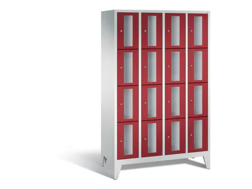 Lockerkast 1850x1190x500mm 4x4 vakken Cilinderslot Poten, RAL3003