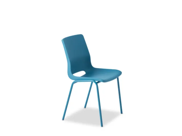 Chaise Coque Plastique 4 pieds Assise PP Bleu turquoise