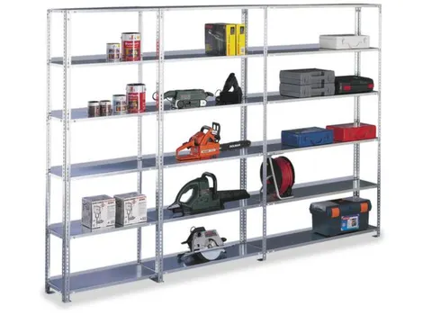 magazijnstelling,basis+2xaanbouw,HxBxD 1850x3008x304mm,vaklast 80kg