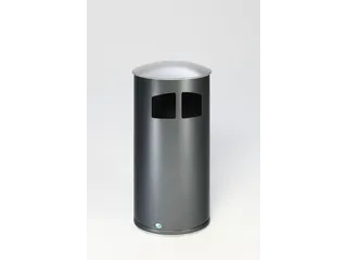 Afvalbak 75 liter HxØ 920x445mm 2inworpopeningen staal zilverkleurig - 2