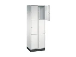 lockerkast,RAL 7035,HxBxD 1950x620x500mm,2x3vakken,cil.-slot,sokkel