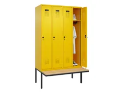 locker met bank,HxBxD 2120x1200x815mm,4vak,vak B 300mm,draaigrendel