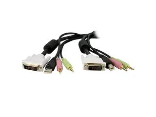 1,80m 4-in-1 USB Dual-Link DVI-D KVM-switch Kabel met Audio en Microfo - 1