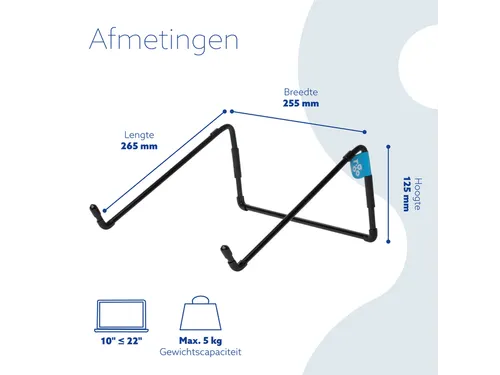 Laptopstandaard R-Go Steel Travel voor 10-22 inch Zwart