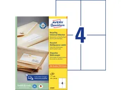 Etiket Avery Zweckform LR3483 105x148mm A6 recycled Wit 400 stuks