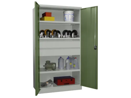 systeemkast,HxBxD 1950x1040x630mm,3xStalen bodem,RAL7035,front RAL6011