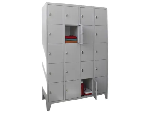 lockerkast,HxBxD 1850x1200x500mm,4x5vakken,RAL7035,front RAL7035