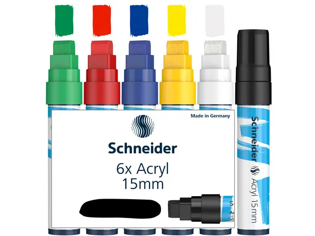 Marqueur acryl Schneider Paint-It 330 15mm étui 6pces.