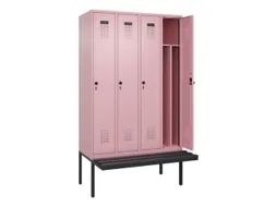 locker met bank,voor scheiding van kleding,HxBxD 2120x1200x815mm,4vak
