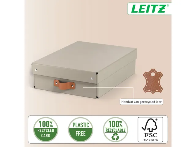 Leitz Puro Opbergdoos met deksel medium laag 8L set van 2 beige