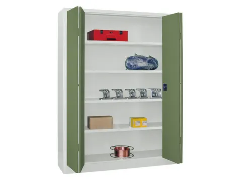 Vouwdeurkast 1950x1500x400mm 4legborden Verzinkt Ral7035 Front Ral6011