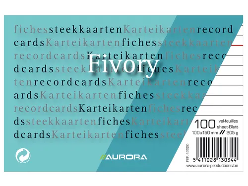 Systeemkaart Aurora 150x100mm lijn met rode koplijn 210gr wit 100 vel