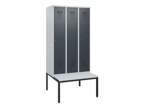 locker met bank,HxBxD 1950x900x815mm,3vak,vak B 300mm,cilinderslot