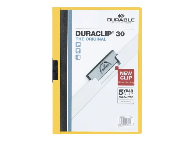 Klemmap Durable Duraclip A4 3mm 30 vellen geel