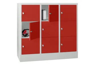 lockerkast,HxBxD 1187x1200x500mm,3x3vakken,RAL7035,front RAL3000 - 2