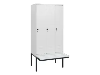 locker met bank,HxBxD 1950x900x815mm,3vak,vak B 300mm,draaigrendel - 1