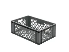 Euronorm-stapelbak 40l 210x600x400mm Wanden/bodem Opengewerkt Grijs