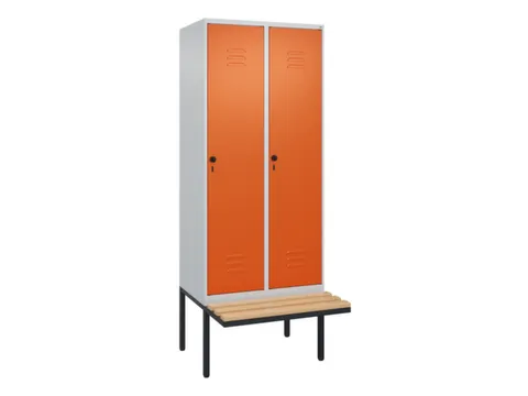 locker met bank,HxBxD 2120x800x815mm,2vak,vak B 400mm,draaigrendel