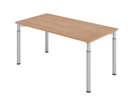 bureau,HxBxD 680-820x1600x800mm,blad notenboom,4voeten zilverkleurig