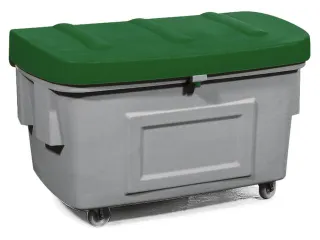 strooigoedbak,400l,HxBxD 780x1210x785mm,PE,grijs,deksel groen - 1